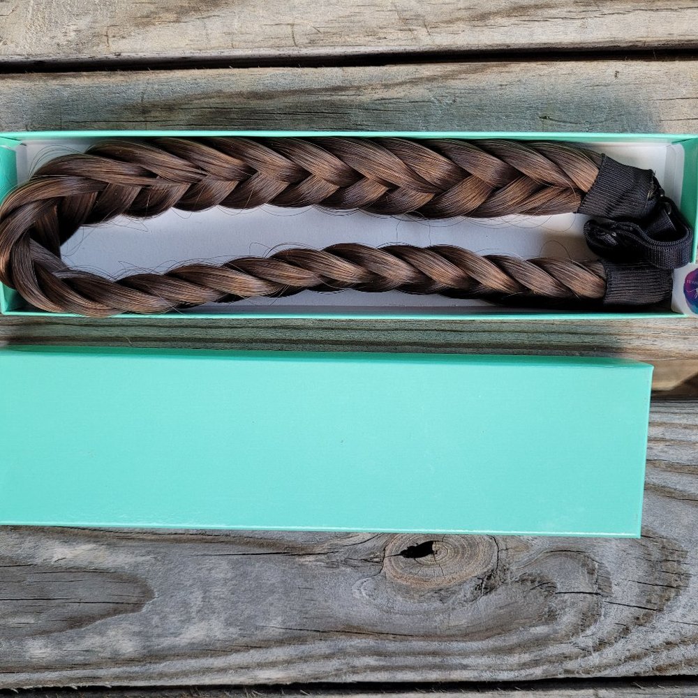 New dark brown Madison double braid headband